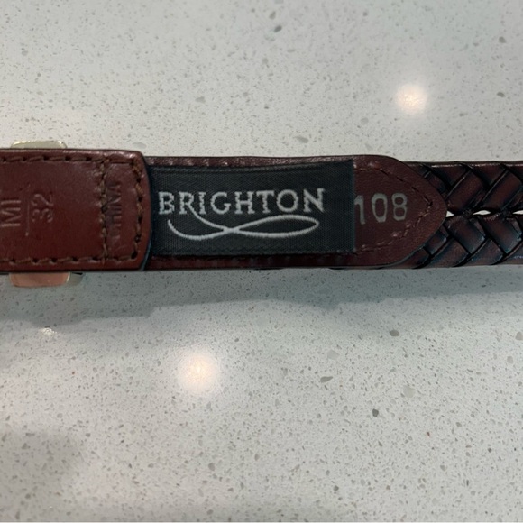 Brighton Braided Leather Belt with Silver tone Buckle and medallions M/L 32 - Picture 3 of 9